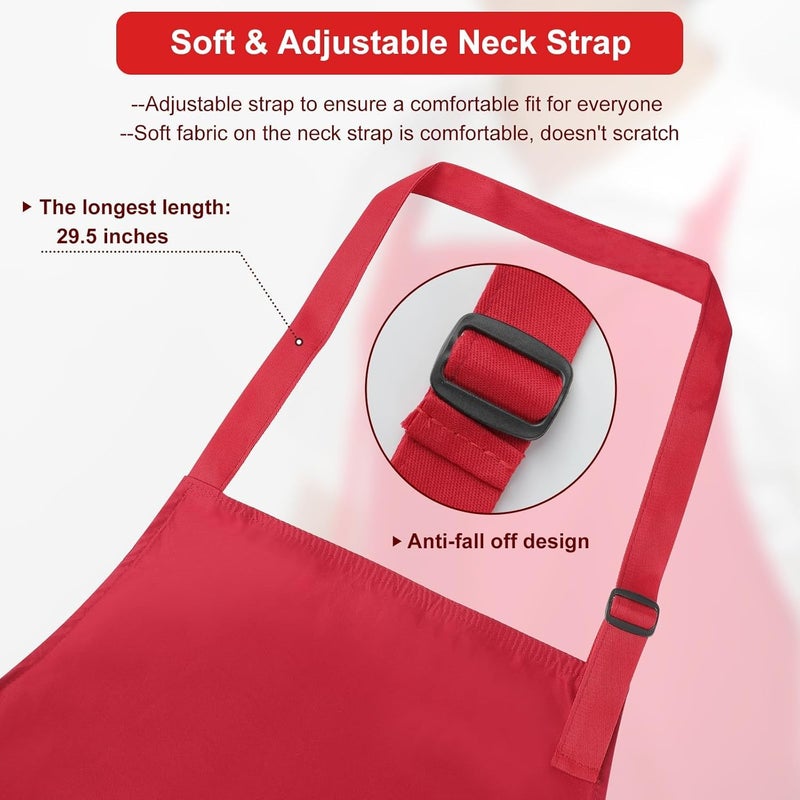 SHEOMERN 3-Layer Waterproof Apron - Pocket-Free Hygienic Design for Dishwashing & Dog Grooming - Lightweight Durable Protection for messy Kitchen Cooking, Baking, for Men & Women (3 Pack,Red) - Image 4